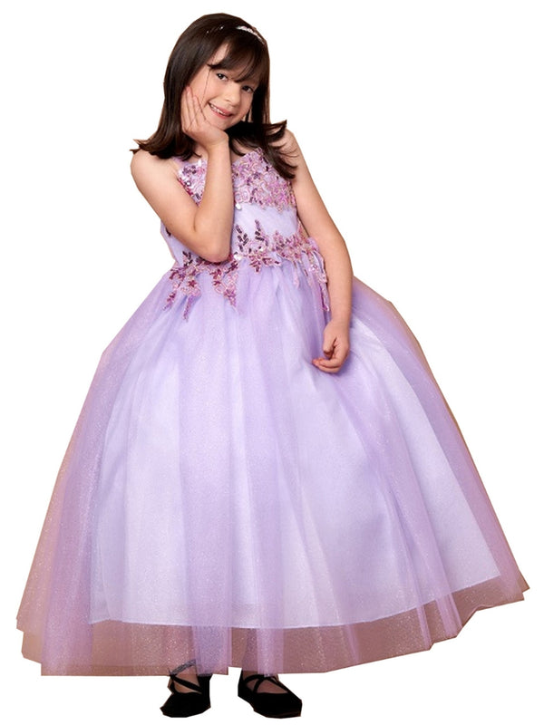 Big Girls Lilac Embroidered Sweetheart Neckline Junior Bridesmaid Dress 8-16 - SophiasStyle.com